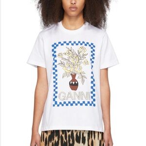 GANNI white floral vase t-shirt